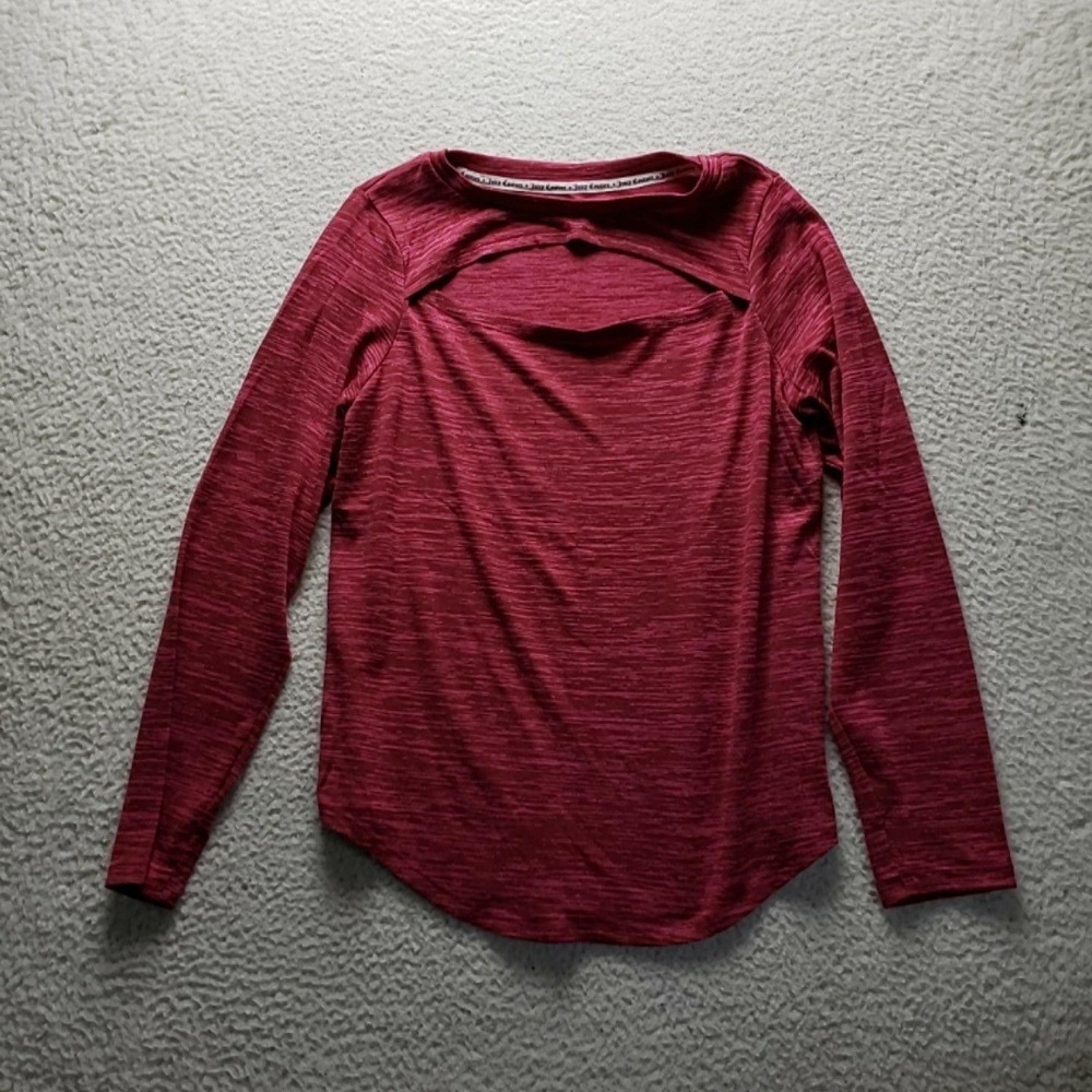 Juicy Couture Shirt Womens XL Pink Crew Neck Long Sleeve Keyhole Jersey Top